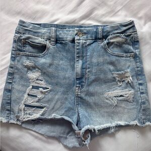 American Eagle Outfitters Blue Jean Shorts Distressed High-Waisted